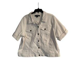 VGUC Love Denim 24/7 Women's Plus Size White Denim Short Sleeve Jacket Size 20W